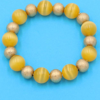 Vòng chuỗi đeo tay - đá mắt mèo vàng 12 ly VMEVHVM1 - hợp mệnh Kim, mệnh Thổ