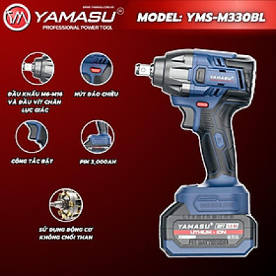 MÁY SIẾT ỐC ĐỘNG LỰC PIN 21V 330N YMS-M330BL YAMASU ( 2PIN+1 SẠC) - HÀNG CHÍNH HÃNG