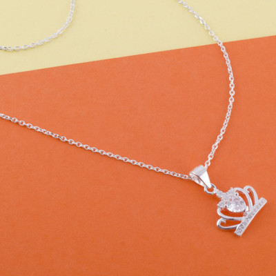 Bộ dây chuyền trang sức bạc Ý S925 Bạc Xinh Huệ Ngân - Vương miện đẹp PP1151