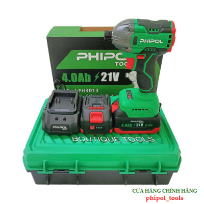 Combo Máy chuyên vít 21V có đèn led hỗ trợ ánh sáng PHIPOL TOOLS PH3013 Kèm 2 pin và sạc - Hàng Chính Hãng