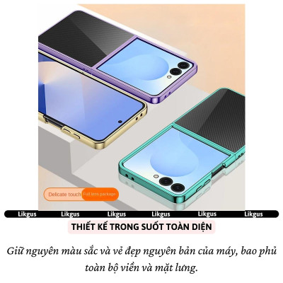 Ốp Lưng Mạ Viền Cao Cấp Cho Samsung Galaxy Z Flip 7 hiệu Likgus Platinum – Chống Sốc, Chống Trầy, Trong Suốt Sang Trọng, Siêu Mỏng Nhẹ - Hàng nhập khẩu