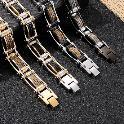 Lắc tay nam - Vòng tay nam Tittan kiểu luồn dây thép xoắn ba (Màu tùy chọn) - RB15