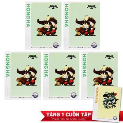 Lốc 5 Tập Học Sinh Class KungFu Panda 4 - 4 Ô Ly Vuông - 96 Trang 100gsm - Hồng Hà 0332 (Mẫu Bìa Giao Ngẫu Nhiên) - Tặng Kèm 1 Cuốn Cùng Loại