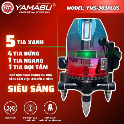 MÁY LASER CÂN BẰNG 5 TIA XANH YMS-303 PLUS YAMASU ( 1 PIN + 1 SẠC ) - HÀNG CHÍNH HÃNG
