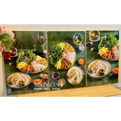 (ẢNH THẬT) Tranh treo tường nem nướng 1 trang trí decor quán ăn nhà hàng kèm đinh treo