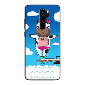 Ốp Lưng in cho Xiaomi Redmi Note 8 Pro Mẫu Bò Sữa Bơi Lội - Hàng Chính Hãng