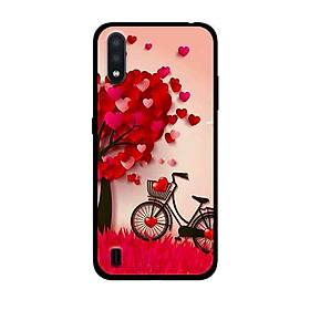 Ốp Lưng in cho Samsung Galaxy A01 Mẫu Nền Trái Tim 2 - Hàng Chính Hãng