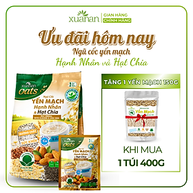 Ngũ Cốc Yến Mạch Hạnh Nhân Hạt Chia Xuân An [ít đường] Túi 400G {25g*16 gói}(Tặng Kèm 1 Túi Yến Mạch 150G)