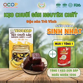 Kẹo chuối gân VICOSAP vị sầu riêng nguyên chất kẹo dẻo mềm ít đường đặc sản Trà Vinh hộp 200g