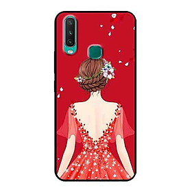 Ốp Lưng in cho Vivo Y17 Mẫu Cô Gái Váy Đỏ - Hàng Chính Hãng