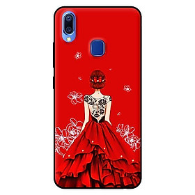 Ốp lưng in cho Vivo Y95 mẫu Cô gái đầm đỏ - Hàng chính hãng