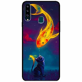 Ốp lưng dành cho Samsung A20s mẫu Mèo Và Cá