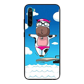 Ốp Lưng in cho Xiaomi Redmi Note 8 Mẫu Bò Sữa Bơi Lội - Hàng Chính Hãng