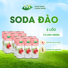 [Combo 12 lon 320ml] Soda Đào TVT - Nước cốt đào tự nhiên cùng soda nhẹ nhàng