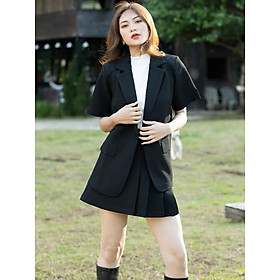 Set áo váy vest đen ngắn tay NGADO , set áo váy Nữ , set vest