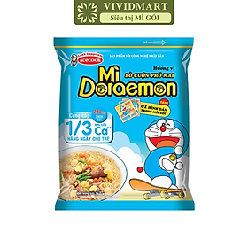 ACECOOK - Mì Doraemon hương vị bò cuộn phô mai, Mì ăn liền trẻ em, Mì Doremon bổ sung canxi, Mì gói Doraemon (62g/gói)