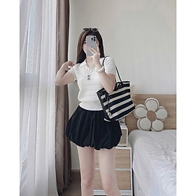 Áo len cổ vân ngang