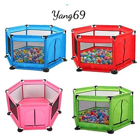 Quây bóng lục giác khung inox vải dù cho bé tặng kèm 5 quả bóng cho bé
