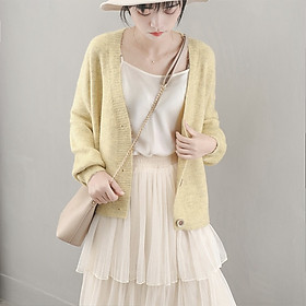 Áo khoác len cardigan đóng cúc, thiết kế trơn đơn giản , dễ phối đồ Ak11