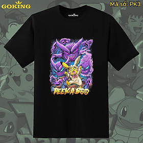 Áo thun in hình PEEKABOO ú òa ghê rợn, mã PK3. Áo phông in hình pokemon cá tính cho nam nữ teen