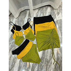 Bikini Tắm Biển Nữ Kèm Váy Dây Rút