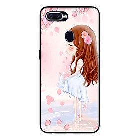 Ốp Lưng in cho Realme 2 Mẫu Cô Gái Váy Trắng Nền Hoa Đào - Hàng Chính Hãng