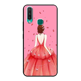 Ốp Lưng in cho Vivo Y15 Mẫu Cô Gái Váy Hồng Nền Hồng - Hàng Chính Hãng