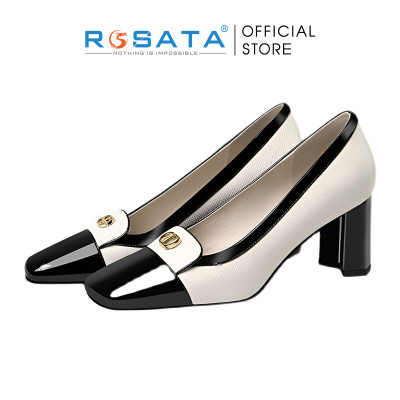 Giày nữ cao gót phối đen trắng ROSATA RO391 - 6p - HÀNG VIỆT NAM - BKSTORE