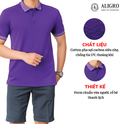 Áo phông polo nam trơn màu tím aligro ALGPLO27