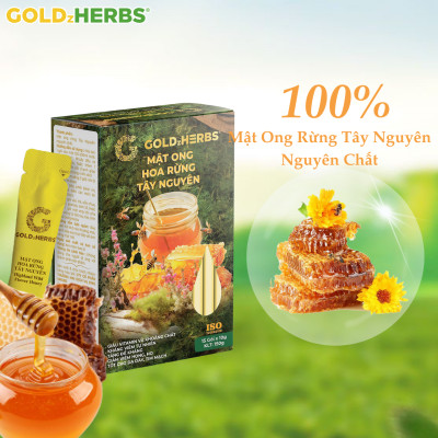 Mật ong hoa rừng Tây Nguyên GoldzHerbs, 100% nguyên chất – Hũ 500g/ Hộp 15 gói