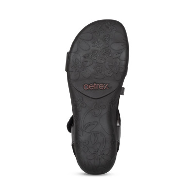 Sandal sức khỏe nữ Aetrex Jess Black - giày quai hậu ôm vòm chân, đệm memoryfoam