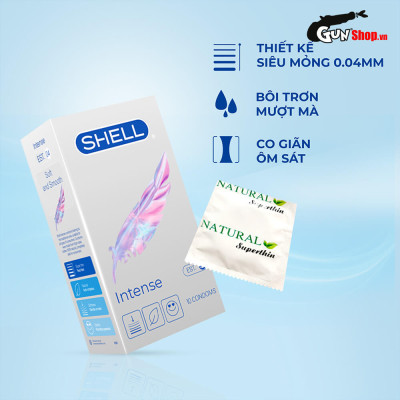 Bao cao su Shell Intense - Siêu mỏng 0.04mm - Hộp 10 cái