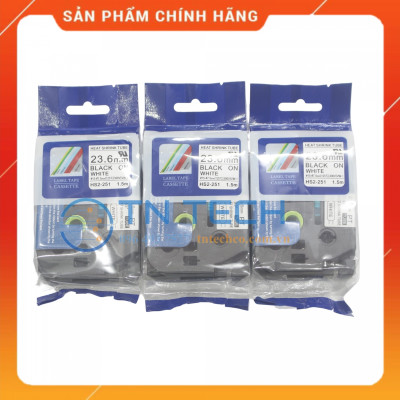 Ống co nhiệt HS2-251 - Đen nền trắng 23.6mm x 1.5m - Dùng cho máy in ống BROTHER - AIMO [Hàng nhập khẩu]