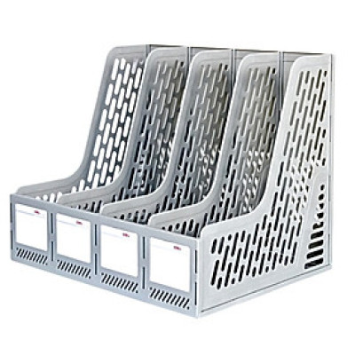 Giá Tài Liệu Cứng 4 Ngăn Đứng Deli 9846 - Màu Xám