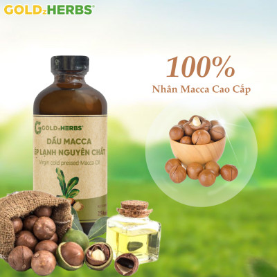 Dầu macca ép lạnh nguyên chất GoldzHerbs - Chai 120ml/ 250ml