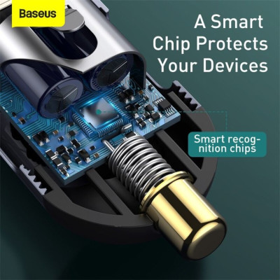 Tẩu sạc Baseus Share Together Extention Car Charger 120W nhanh mở rộng 4 Port- Hàng chính hãng