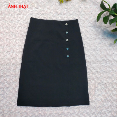 Chân Váy Công Sở New Design Dáng Chữ A Dài Qua Gối Hàng Thiết Kế Cao Cấp Chất Vải Tốt, Co Giãn Màu Đen CV0068
