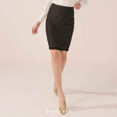 Chân váy bút chì nữ xẻ sau dạ Tweed 2NDDATE SK015R