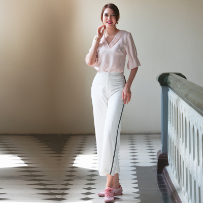 Quần Lửng Ống Rộng Quần Culottes Thời trang thiết kế Hity PAN053 (Trắng Kim Cương)