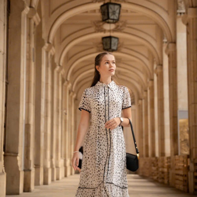 Đầm Midi Sơ Mi Hạ Viên. Đầm Sơ Mi Dài, Đầm Sơ Mi Chấm Bi Dre238 Thời trang thiết kế Hity