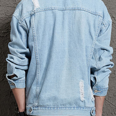 Áo khoác jeans rách nam bò sáng AJ05