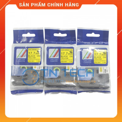 Ống co nhiệt HS2-641 - Đen nền vàng 17.7mm x 1.5m - Dùng cho máy in ống BROTHER - AIMO [Hàng nhập khẩu]