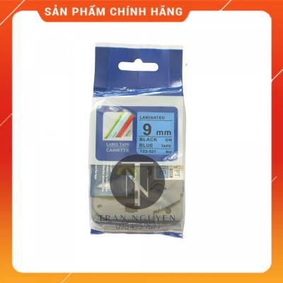 [Combo 3 hộp] Nhãn In đa lớp Tz2-521 - Đen nền Dương 9mm x 8m - Hàng nhập khẩu