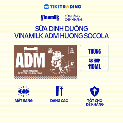 Thùng 48 hộp sữa dinh dưỡng socola Vinamilk ADM 110ml