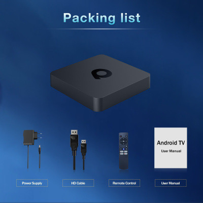 Android Tivi Box Q1 Qixi  - Ram 2G - Android TV 10 - Dual Wifi - Bluetooth - Netflix - Remote Tìm Kiếm Bằng Giọng Nói - Hàng Nhập Khẩu