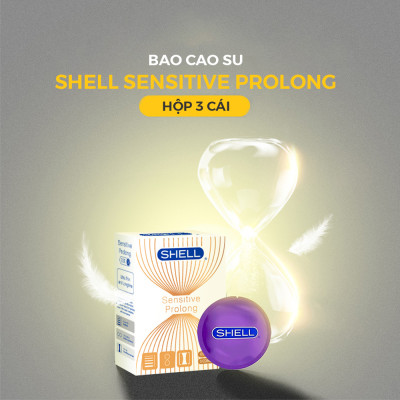 Bao cao su Shell Sensitive Prolong - Siêu mỏng 0.03mm, kéo dài thời gian - Hộp 3 cái | SHELL CHÍNH HÃNG