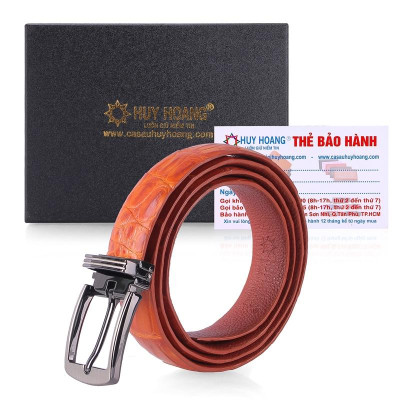 HC5214-15-16-17 - Dây thắt lưng nữ da cá sấu Huy Hoàng nguyên con bụng 2,5P màu đen, nâu đỏ, vàng bò, nâu đất