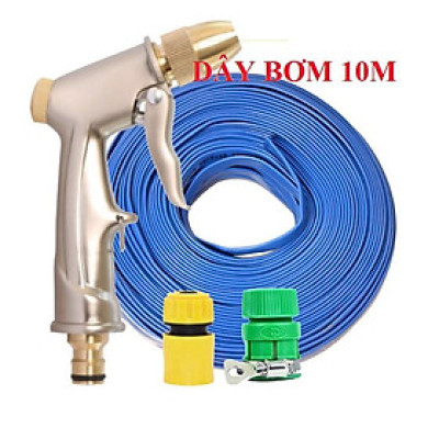 Bộ dây vòi xịt nước rửa xe, tưới cây , tăng áp 3 lần, loại 7m, 10m 206701-1 đầu đồng,cút,nồi v+ túi đựng bút