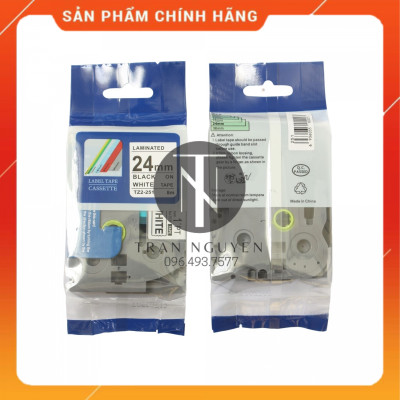 [Combo 3 hộp] Nhãn In đa lớp Tz2-251 - Đen nền trắng 24mm x 8m - Hàng nhập khẩu
