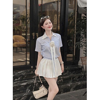 SET ÁO SỌC PHỐI CHÂN VÁY COÔTN LẠNH(CÓ LÓT QUẦN) MÀU Y HÌNH